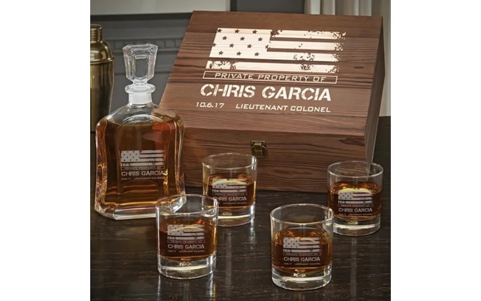 American Heroes Personalized Argos Decanter Box Set With Bryne Glasses