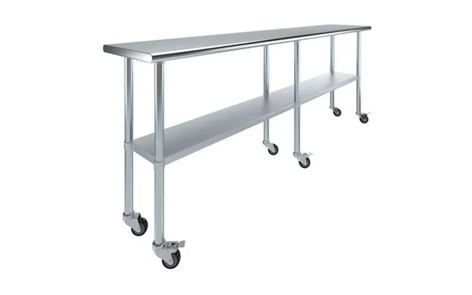 Amgood 96 Long X 18 Deep Stanless Steel Work Table With Casters Mobile Metal Table