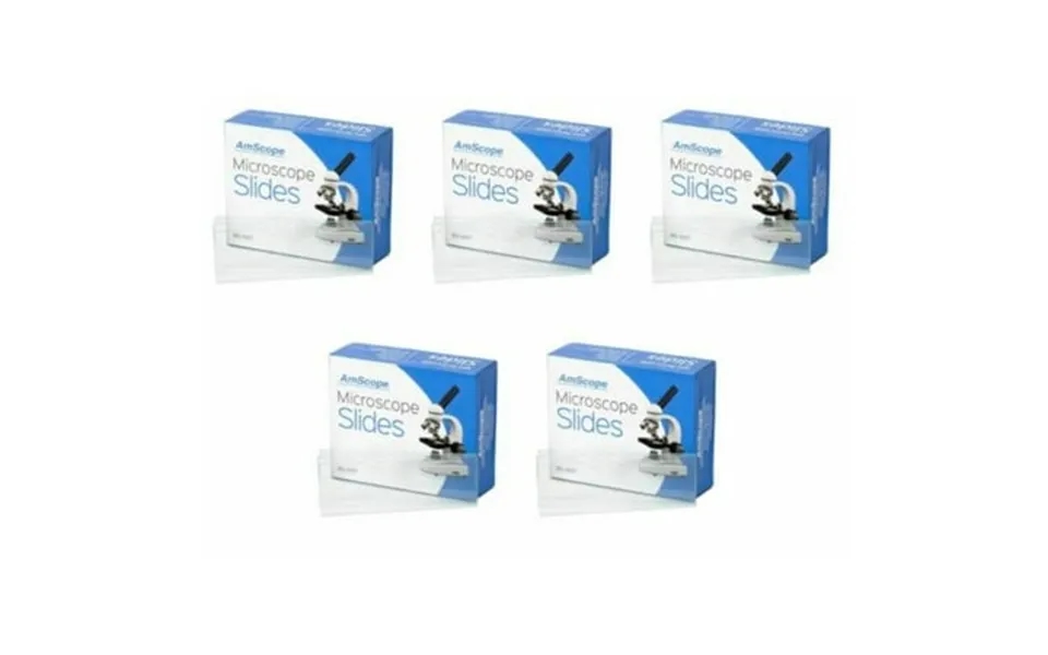 Amscope 5-pack Of 50 Microscope Slides Ground Edges Pre-cleaned Clear Glass - 250 Total