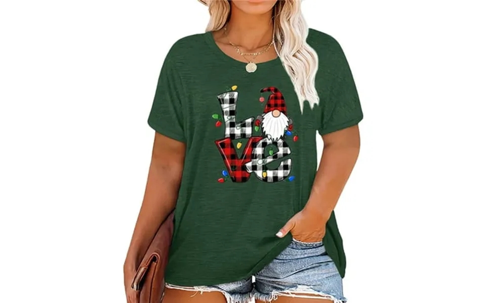 Anbech Women Heart Printed Plus Size T-shirts Graphic Love Heart Print Short Sleeves Tees Cute Oversize T-shirt With Rou