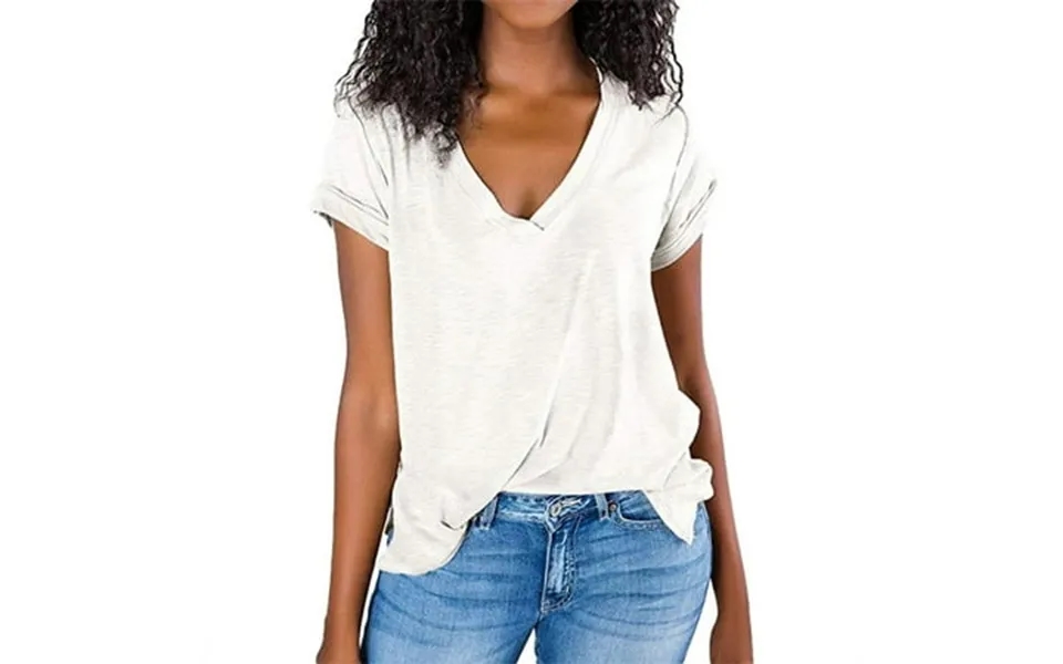 Anbech Women V Neck Solid Color T Shirts Summer Casual Loose Tee Tops