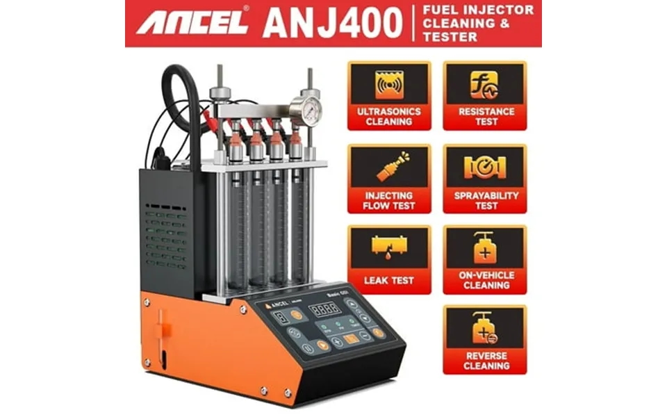 Ancel Anj400 Gdi Car Fuel Injector Tester Cleaning Machine Ultrasonic 2000ml 4-cylinder Petrol Injection Cleaner Tester