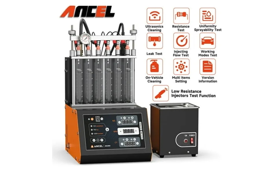 Ancel Anj600 Fuel Injector Test Cleaner Machine Ultrasonic Cleanning 6 Cylinder