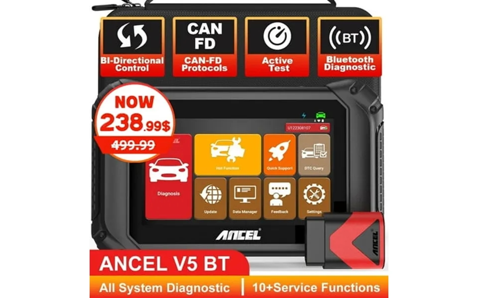 Ancel V5bt Bidirectional Test Obd2 Scanner Automotive Scanner All System Abs Oil Tpms Sas Bms Resets Vehicle Diagnostic