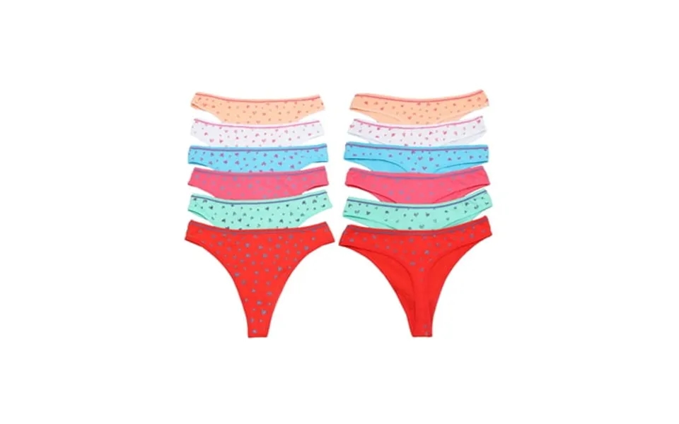 Angelina Women S Cotton Thongs With Heart Pattern Design 12-pack