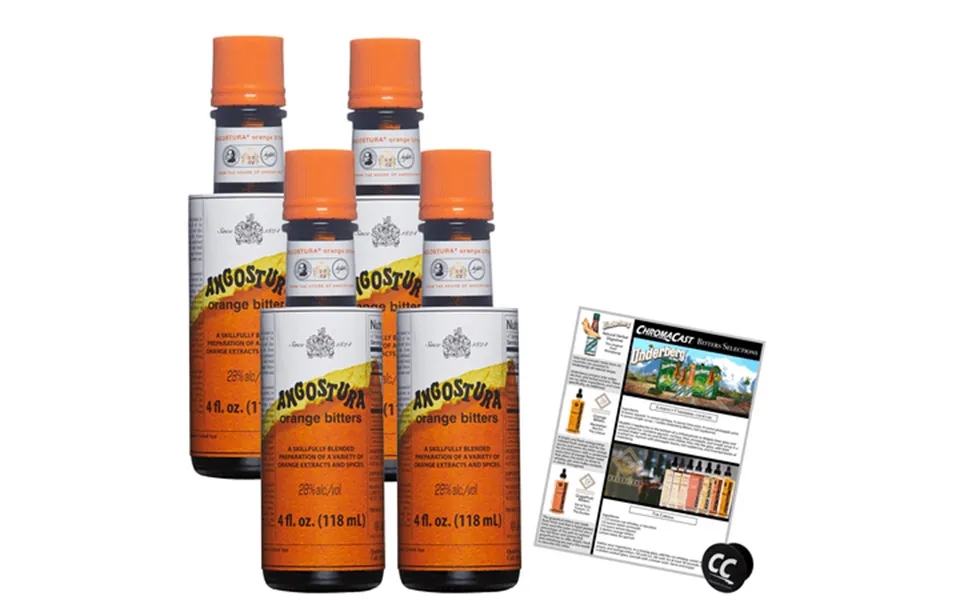 Angostura Orange Bitters 4oz Bottle With Phone Grip And Bitters Selections Recipe 4 Pack