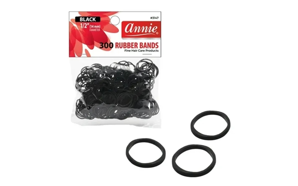 Annie 14mm Black Elastic Hair Ties 300 Count Durable Rubber Bands For All Ages