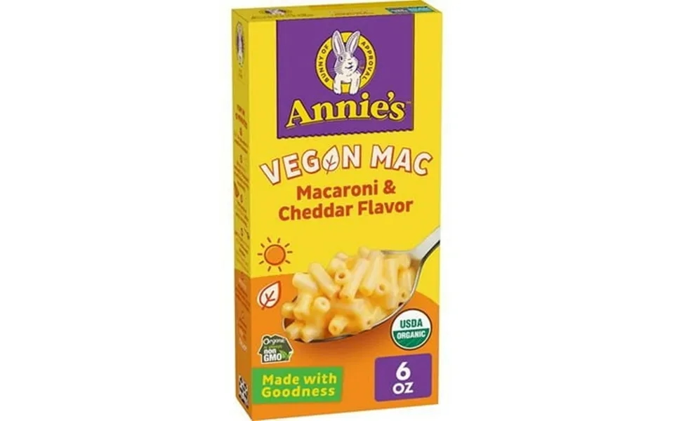 Annies Vegan Mac And Cheddar Flavor Pasta And Sauce Organic Plant Based Dinner Side Or Snacks 6 Oz - Pack Of 2