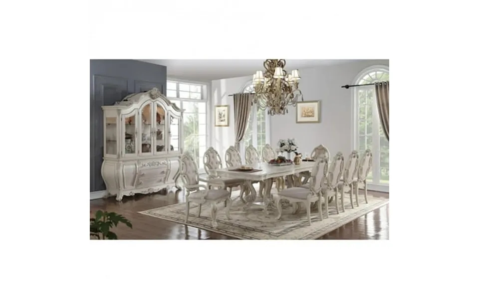Antique White Rectangular Dining Table Set 10pcs Acme Furniture 61280 Ragenardus