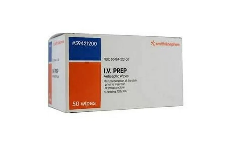 Antiseptic Wipe Iv Prep Isopropyl Alcohol 70% Individual Packet Box Of 50 8 Pack