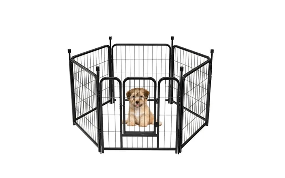 Anyask 24 Tall 6 Panels Metal Dog Playpen For Exercise Outdoor Indoor Fence Black