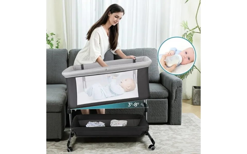Anyask Portable Baby Bedside Sleeper Bassinet With Waterproof Mattress Pad For Infant Newborn Up To 12 Month