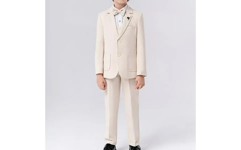 Aodebiao Kids Clothes Solid Color Coat Sleeveless Top Long Pants Tie Brooch 5-piece Set Long Sleeved Round Neck Top Shir