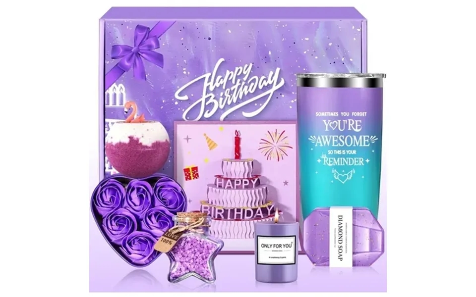Aofmee Birthday Gifts Baskets For Women 7 Pcs Lavender Relaxing Bath Gift Sets Beauty Birthday Gift For Purple