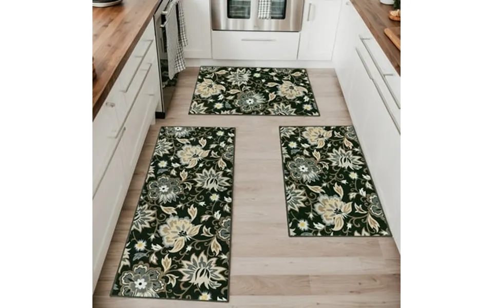 Aonewoe Boho Kitchen Rugs Sets 3 Piece With Runner Non Slip Washable Kitchen Mat For Floor Floral Kitchen Rugs And Mats