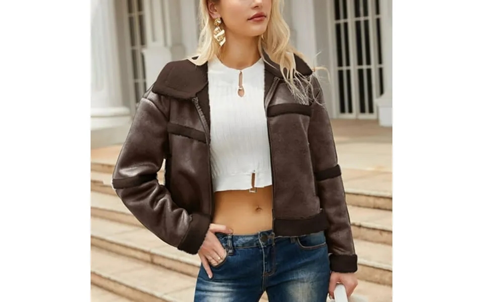 Aoochasliy Women Coat Clearance Women Suede Long Sleeve Solid Tops Women S Fashionable Warm Plush Leather Jacket Casual
