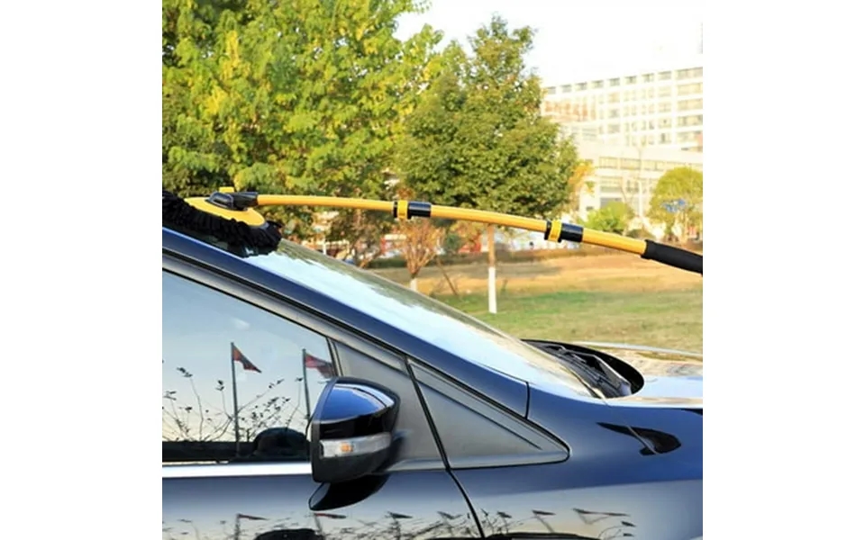 Arghm Bent Pole Car Washing Mop 40x10.6x2in Non-injurious Long Handle Retractable Wiping Tool Multiple Uses Yellow Mop