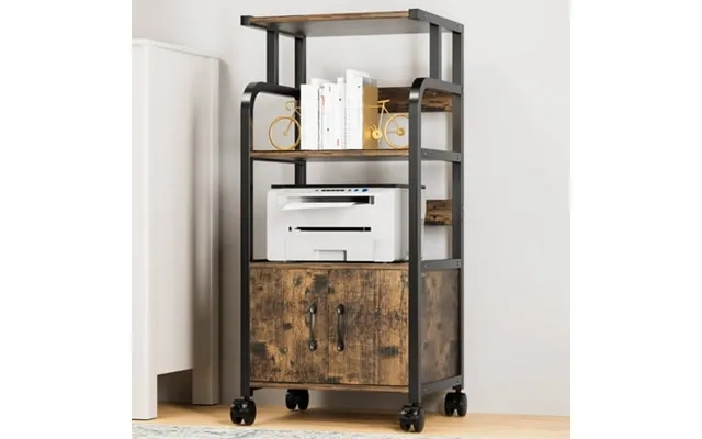 Arlopu 4 Tier Mobile Printer Stand Vertical Filing Cabinet With Lockable Wheels And Storage Shelf For Home Office Dorm L product image