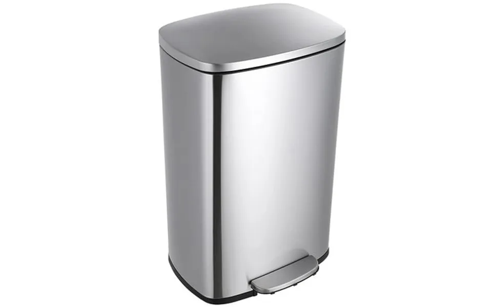 Arlopu 50l 13.2 Gallon Step Trash Can Rectangular Stainless Steel Kitchen Garbage Bin With Pp Buckets & Lid