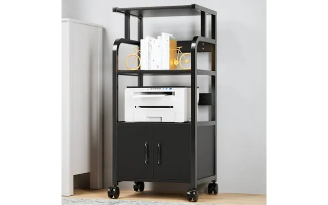 Arlopu Mobile Printer Stand 4 Tier Rolling Printer Cart Wood File Cabinet With Storage Shelf For Home Office Organizatio product image