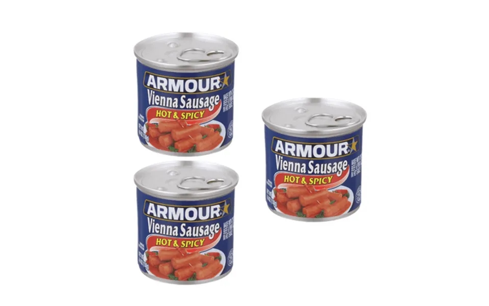 Armour Hot & Spicy Flavored Vienna Sausage Canned Sausage 4.6 Oz Pack Of 3 - Snack Size Bold Flavor Protein Packed Canne