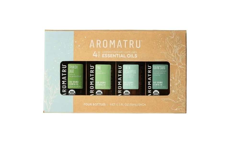 Aromatru Organic And Wildcrafted Essential Oil Kits Breathe Scent - 4 Pack