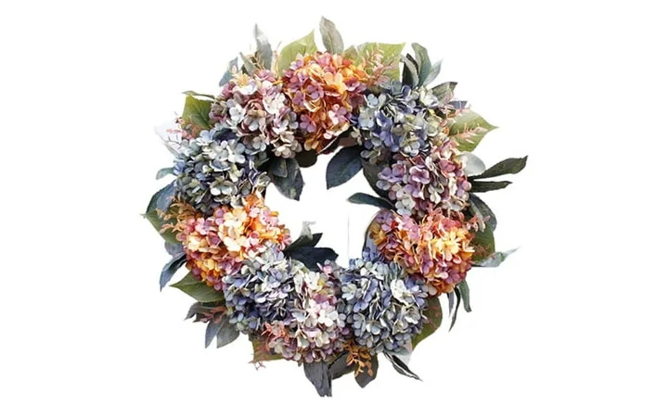 Artificial Hydrangea Wreath Green Leaves Fake Wreath Home Wall Decor