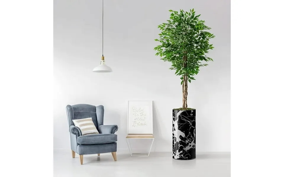 Artificial Tree In Modern Marble Effect Planter Fake Ficus Silk Tree For Indoor And Outdoor Home Decoration - 75 Overall