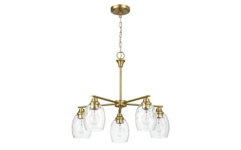 Ashcroft Furniture Elegance Five Lights Linear Arms With Golden Brass Finish Chain Chandelier