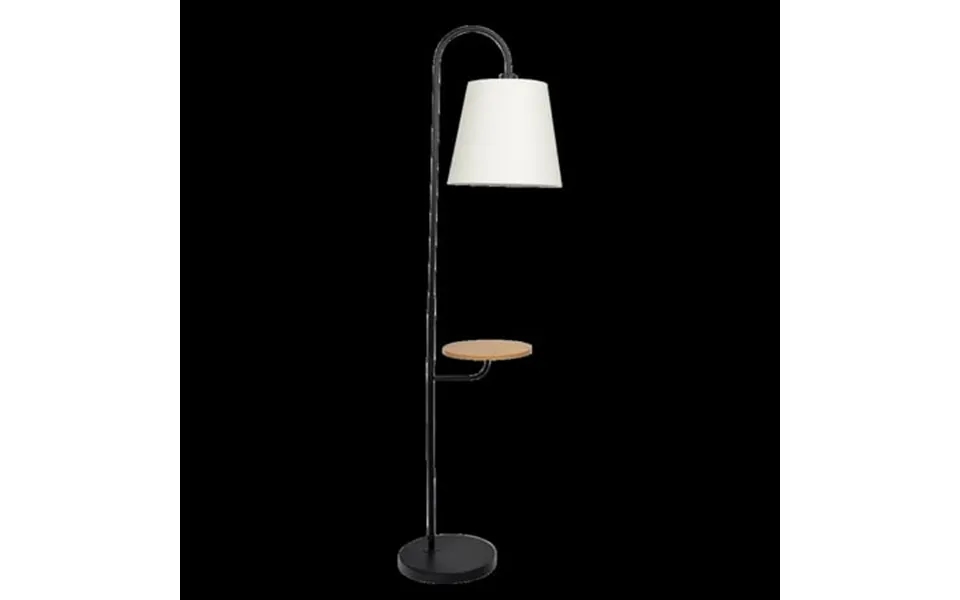 Ashcroft Furniture Seoul Black Floor Lamp With Rotary Switch Wood Table Metal Base