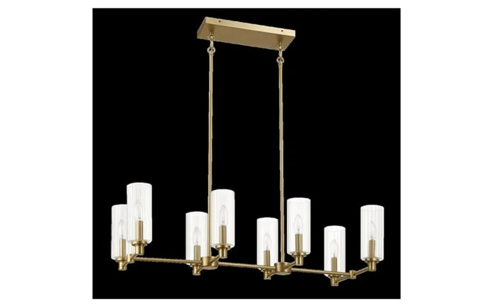 Ashcroft Furniture Willow Eight Lights Island With Clear Ribbed Glass Pendant Lamp - Satin Brass