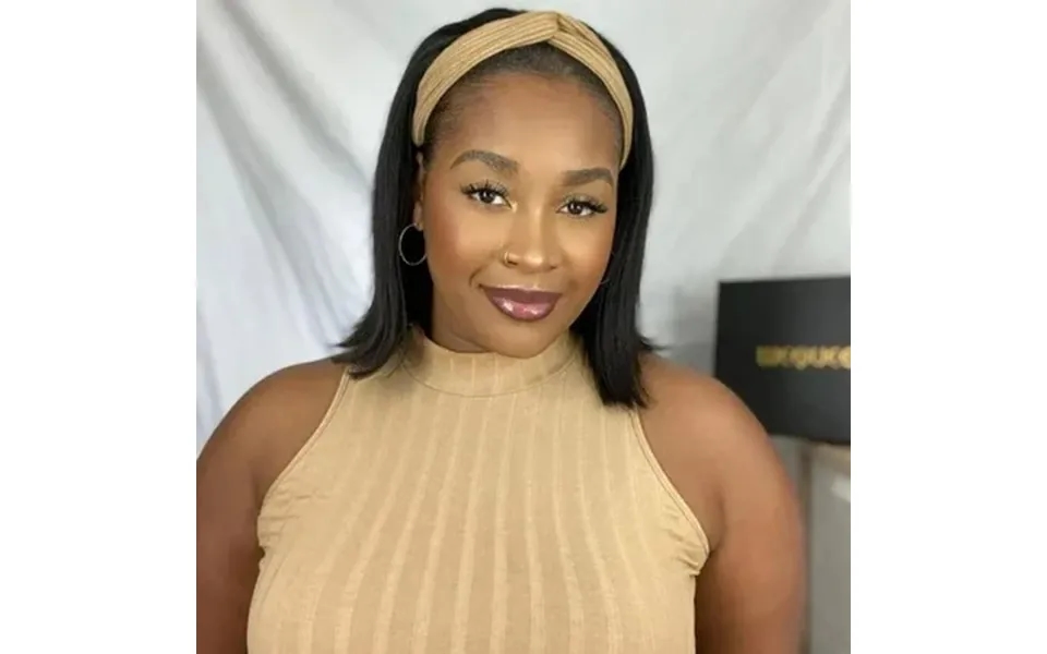 Ashine 10 Glueless Bob Wig With Closure & Headband - Straight Human Hair Wig 150% Density Natural 1b Black Pre Plucked R