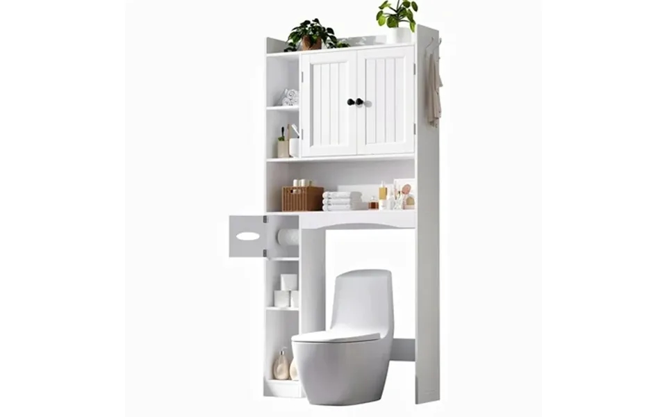Asofer 66 Over The Toilet Storage Cabinet With Adjustable Shelf & Door - Ideal For Bathroom & Laundry Room White