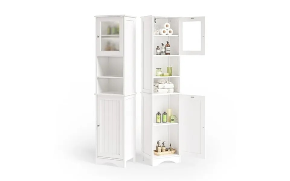 Asofer 67.1 H Bathroom Storage Cabinet With Adjustable Shelves 2 Doors For Bathroom Kitchen Living Room White