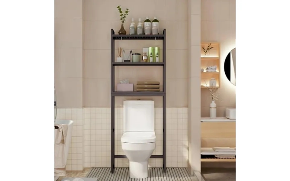 Asofer Over The Toilet Storage Freestanding Above Toilet Shelves With Adjustable Shelf For Bathroom Dark Brown