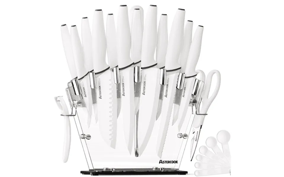 Astercook 21-piece Knife Set German Stainless Steel Kitchen Knives Sets With Acrylic Block & Sharpener