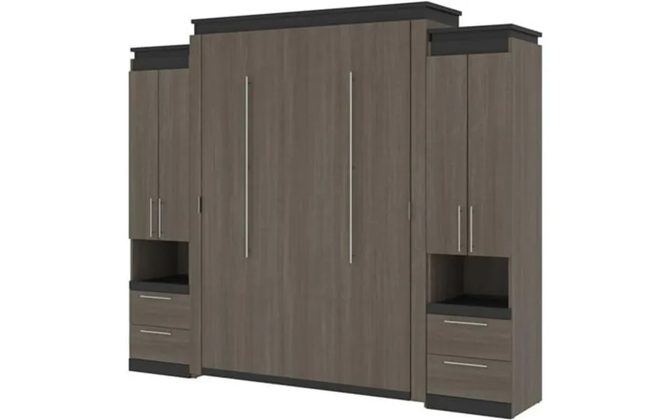 Atlin Designs 104 Queen Murphy Bed With 2 Storage Cabinets In Bark Gray