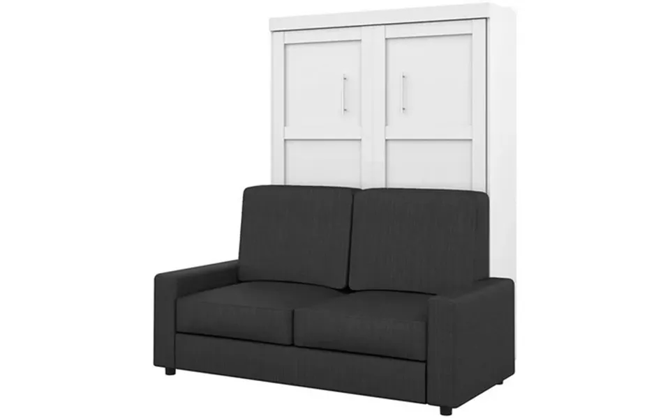 Atlin Designs 2 Piece Full Wall Bed Set In White And Gray