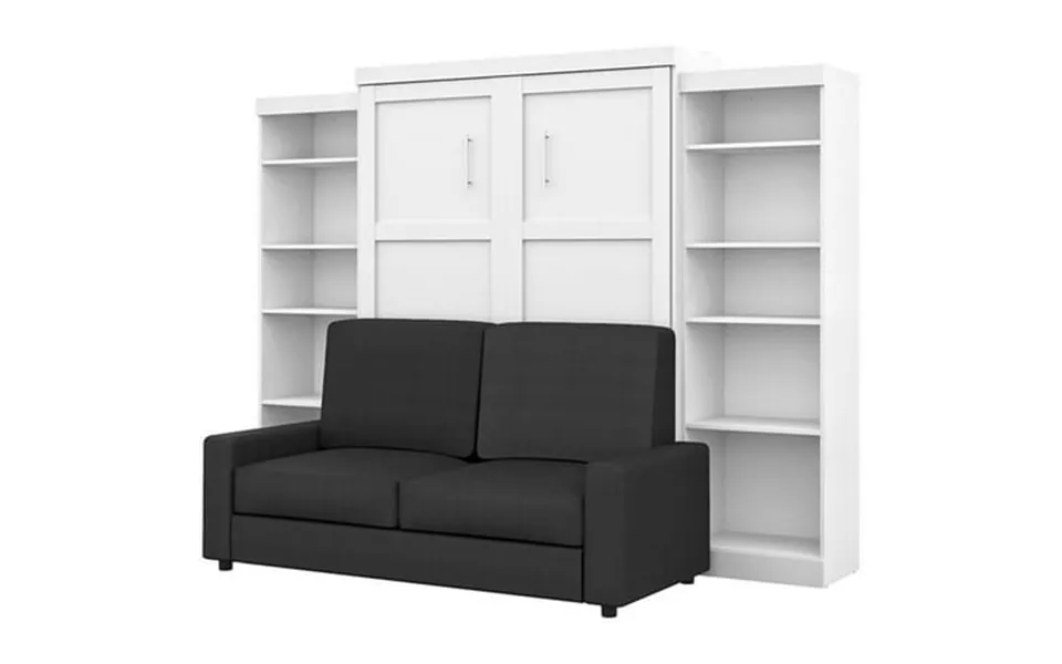 Atlin Designs 4 Piece Queen Wall Bed Set In White And Gray