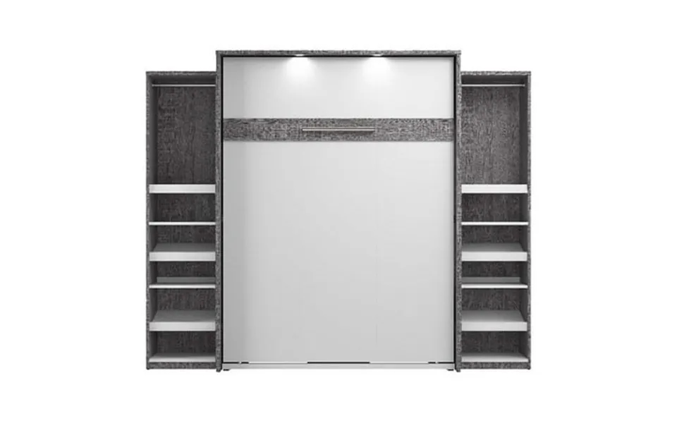 Atlin Designs Wood & Metal Queen Murphy Bed With Storage In Bark Gray White