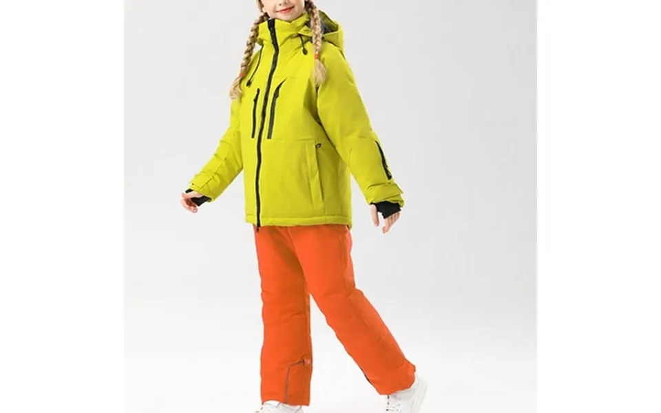 Atoguta Kid Jacket And Snow Pant Set Size 4t-15 Two Piece Waterproof Snowsuits Ski Suits Warm Jackets Winter Pants Orang