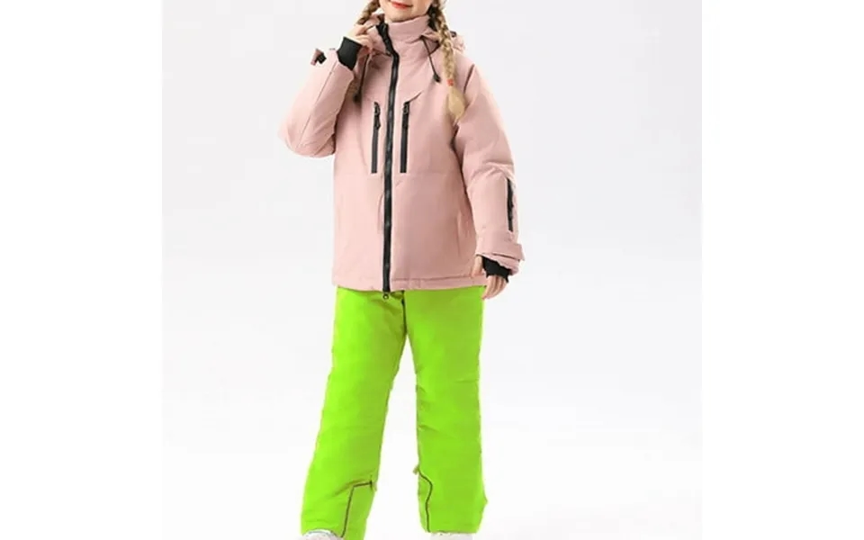 Atoguta Kids Ski Set Size 4t-15 Two Piece Waterproof Snowsuits Ski Suits Warm Jackets Winter Pants Pink