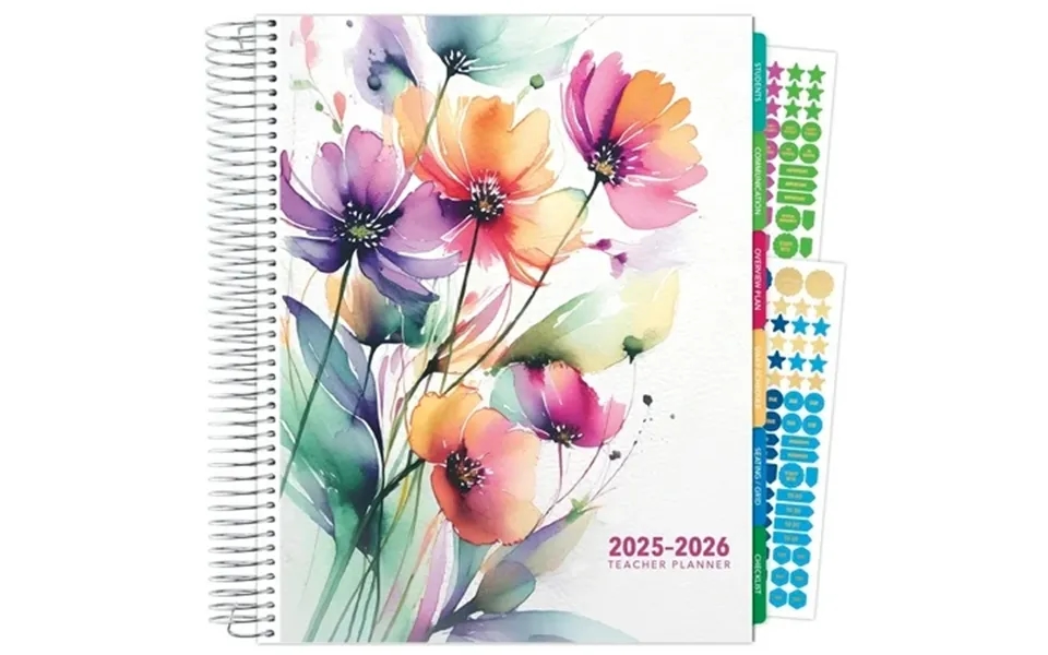 Aug 2025-2026 Deluxe Teacher Lesson Planner Notebook 8.5x11 Daily Weekly Monthly Organizers With 7 Periods Pocket Folder