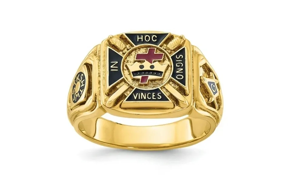 Auriga Fine Jewelry 14k Yellow Gold Men S Multi-color Enamel Knights Templar Masonic Ring Size 10