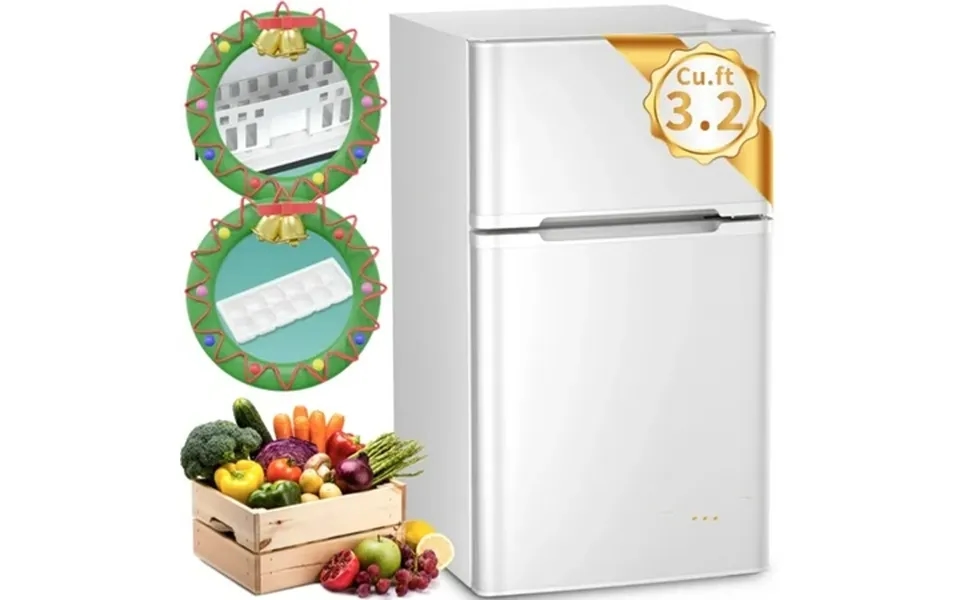 Auseo 3.2 Cu.ft Mini Fridge 2 Door Small Fridge 115 Volt 60 Hz Low Noise Mini Refrigerator With Adjustable Temperature R