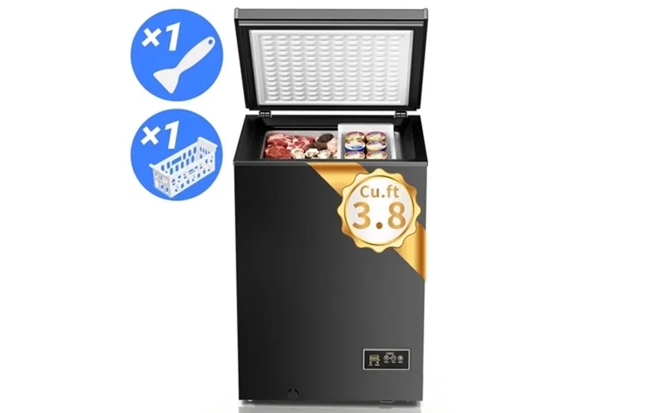 Auseo 3.8 Cu.ft Chest Freezer Low Temperature Freezer With Removable Basket Free Standing Top Open Door Deep Freezer Adj