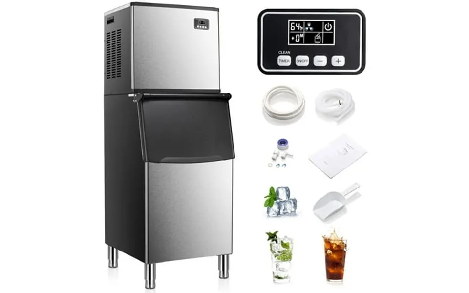 Auseo Commercial Ice Maker 360 Lbs 24h With 200lbs Large Storage Ice Bin 160pcs In 8-15 Mins Split Ice Machine With Auto