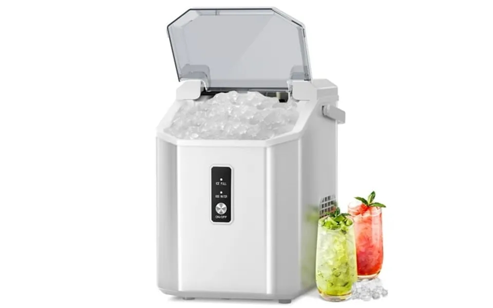 Auseo Nugget Ice Maker Countertop With Soft Chewable Pellet Ice Portable Ice Machine With Handle 35lbs 24h Kitchen Offic