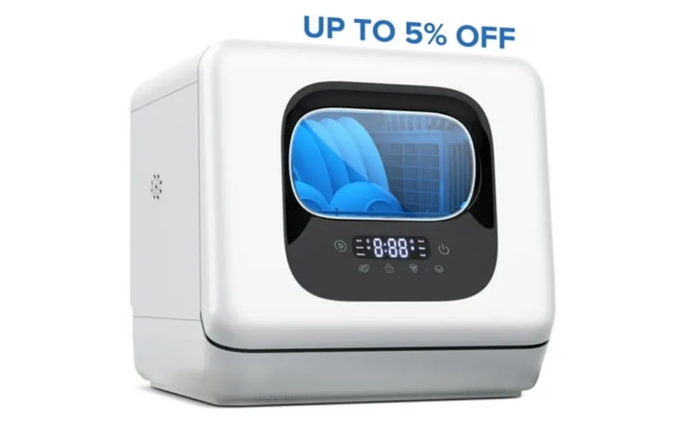 Auseo Portable Countertop Dishwasher 6 Washing Programs With Child Lock And Air-dry Function Suitable For Home Kitchen