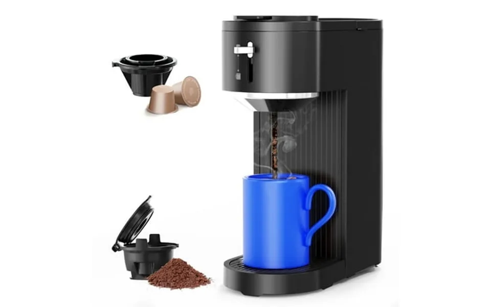 Auseo Single Serve Coffee Maker For K-cup Capsules & Grounds 5 Brew Sizes 6-14 Oz Adjustable Height Compact Design Fast